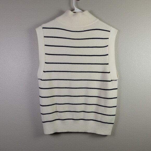 MNG by Mango Cream and Black Striped Quarter Zip Knitted Sweater Vest Size M - Picture 7 of 7